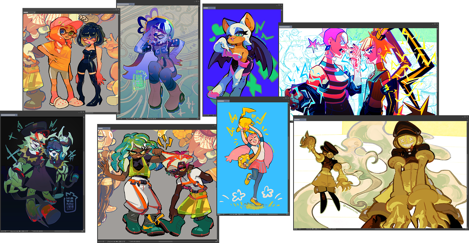 ☆ CHARACTER; BLOCK -- drawn in bold, colorful lines and flat, dynamic colors with lighting elements