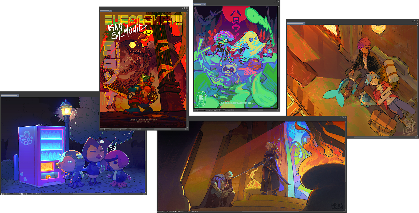 ☆ PROP HEAVY &amp; SCENE -- available in both rough and block styles; this type of commission contains characters interacting among themselves and the environment